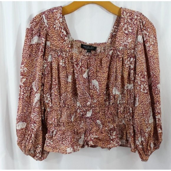 Rachel Zoe Tops - NWT Rachel Zoe Womens Multicolor Floral Puffy Sleeve Crop Top S